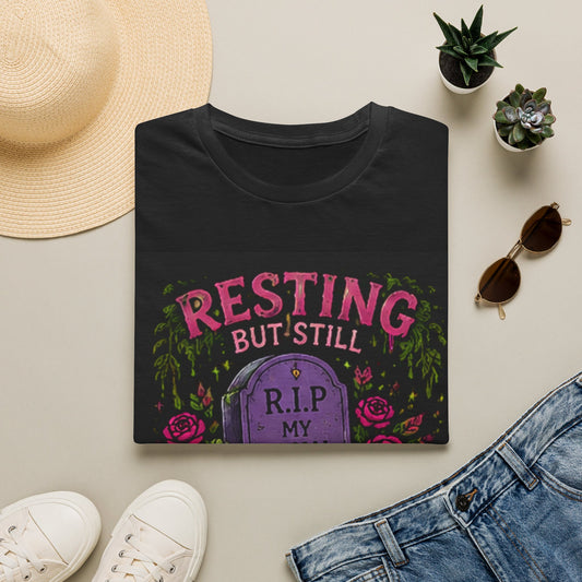 Resting But Still Investigating T-Shirt — Funny Halloween Graveyard Tee