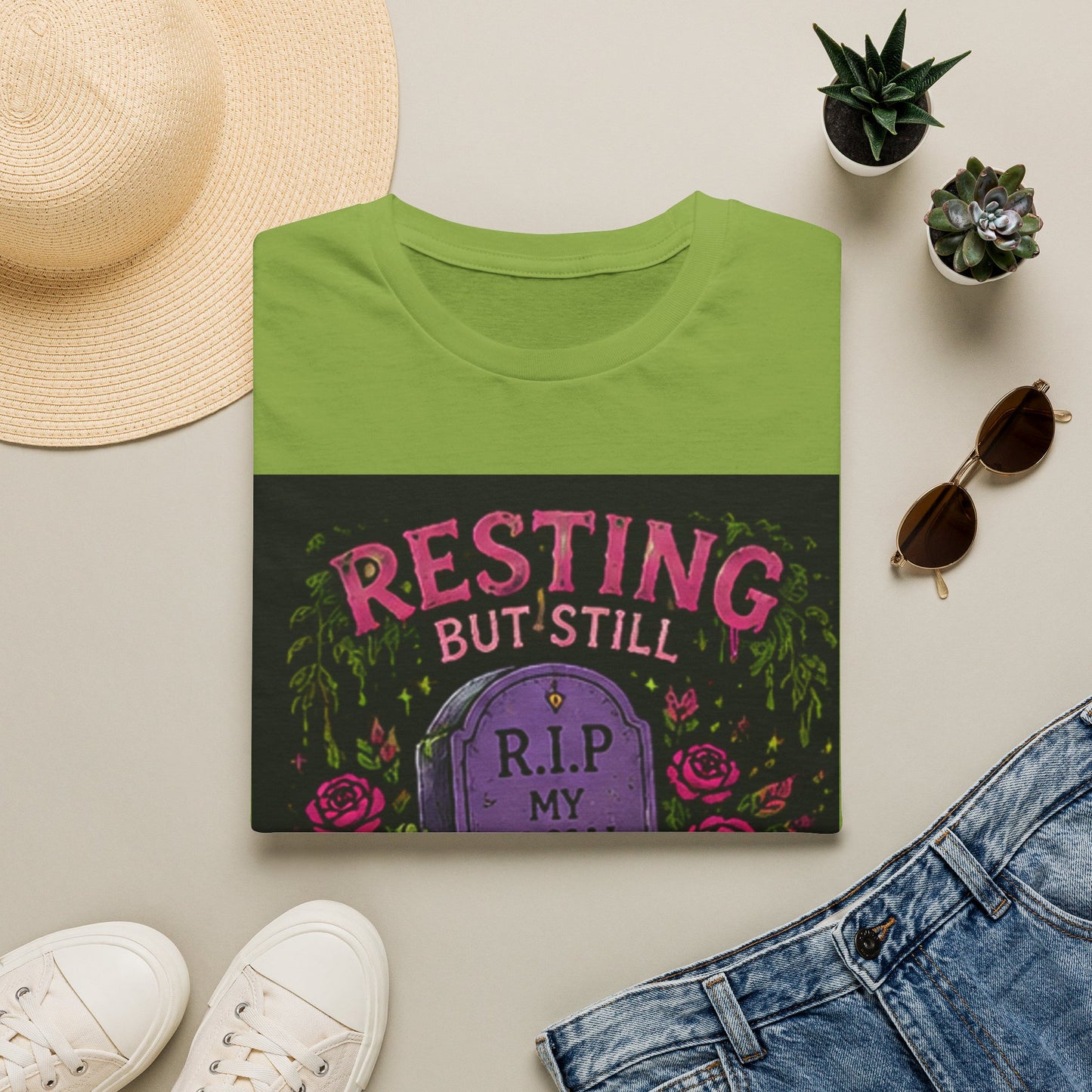 Resting But Still Investigating T-Shirt — Funny Halloween Graveyard Tee