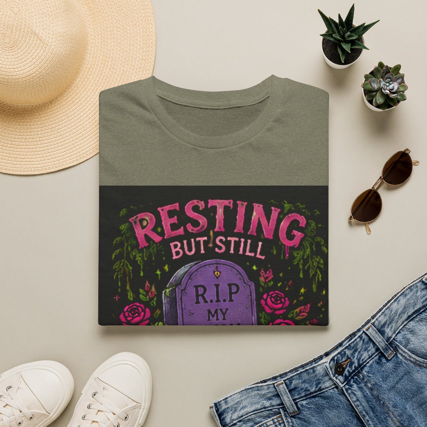 Resting But Still Investigating T-Shirt — Funny Halloween Graveyard Tee