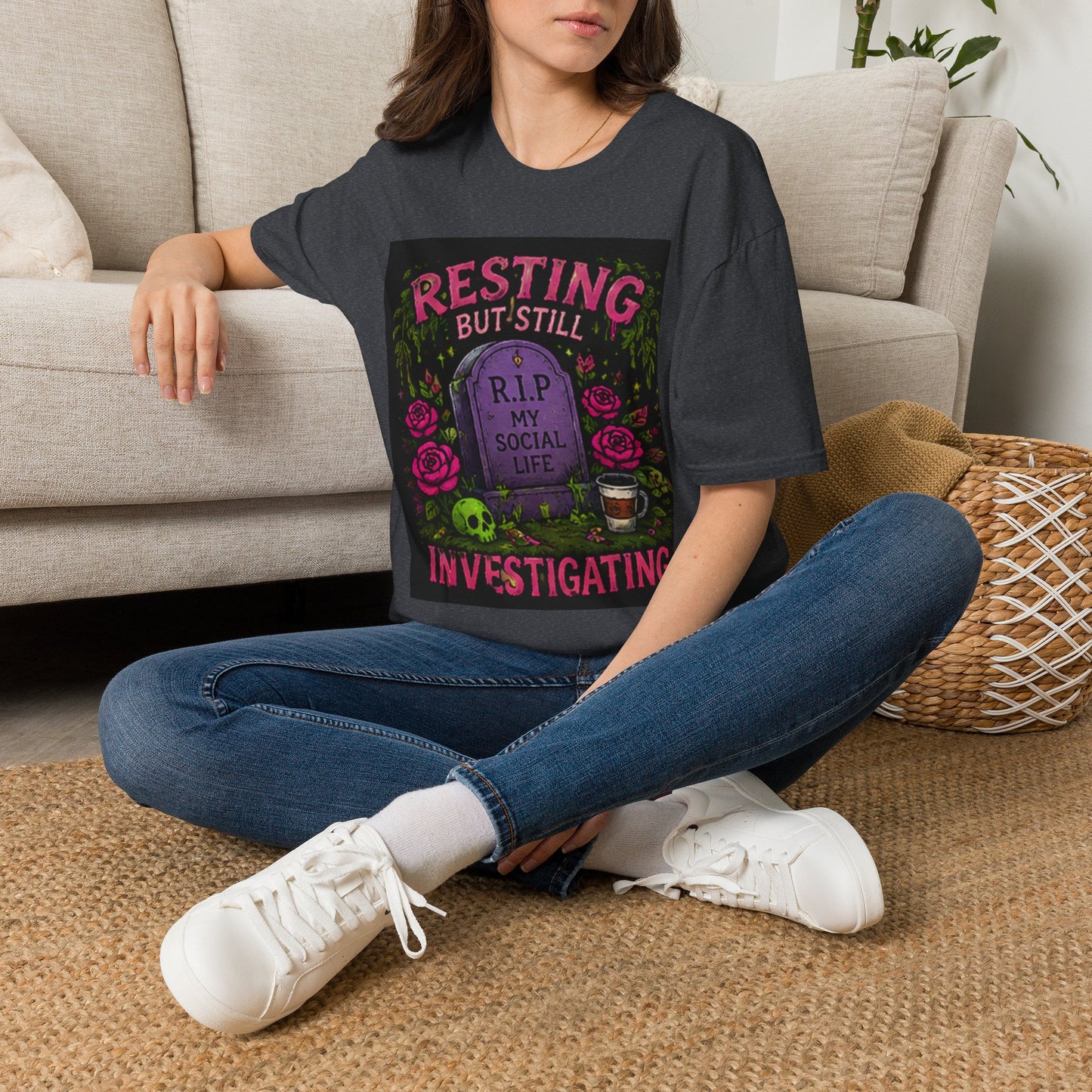 Resting But Still Investigating T-Shirt — Funny Halloween Graveyard Tee