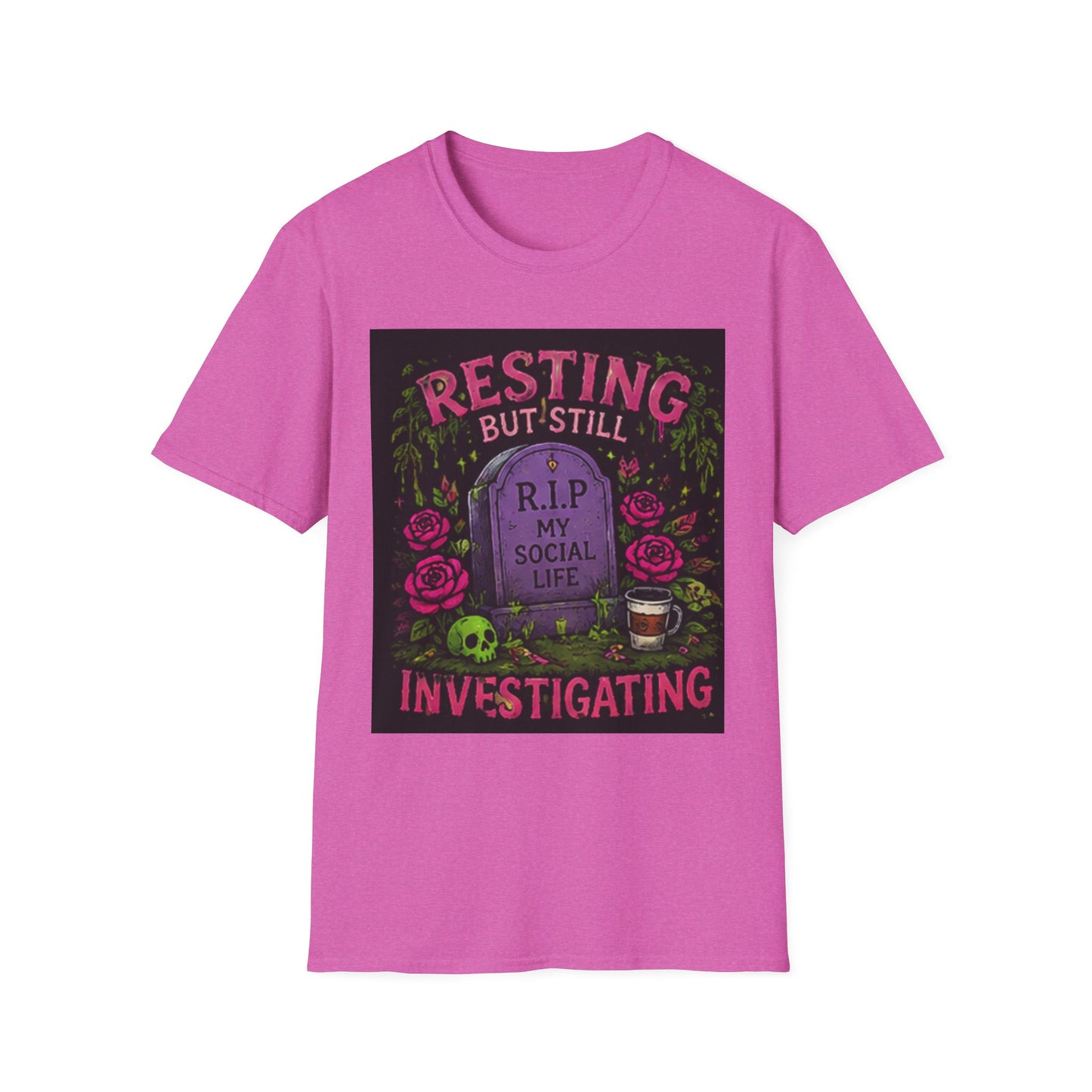 Resting But Still Investigating T-Shirt — Funny Halloween Graveyard Tee
