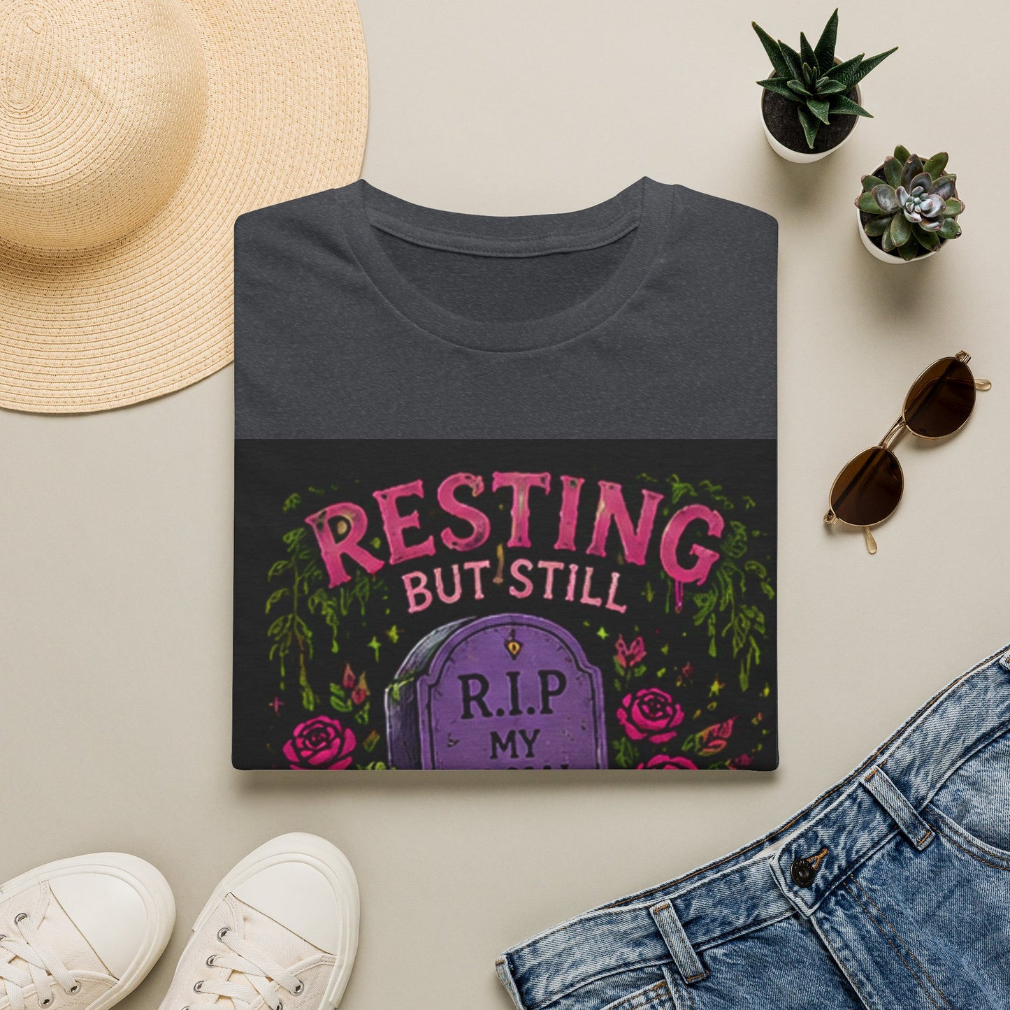 Resting But Still Investigating T-Shirt — Funny Halloween Graveyard Tee