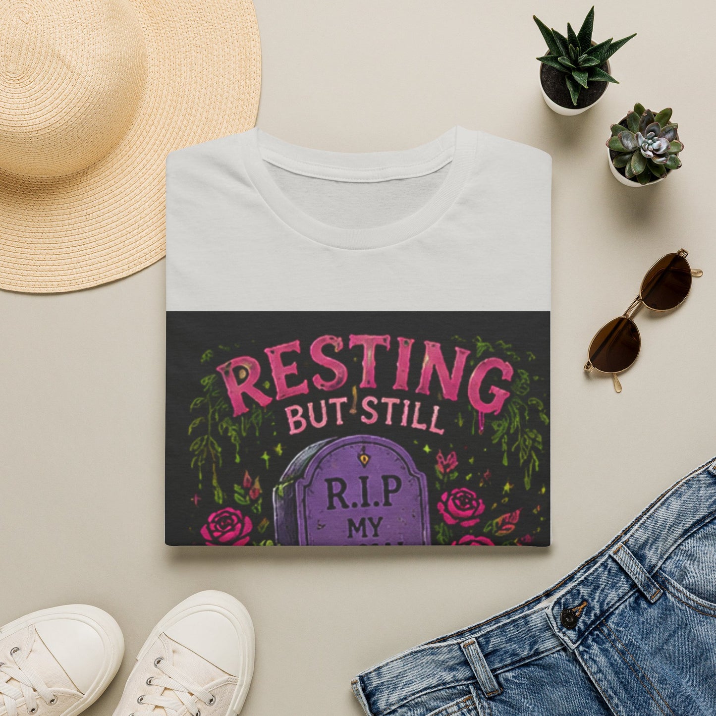 Resting But Still Investigating T-Shirt — Funny Halloween Graveyard Tee