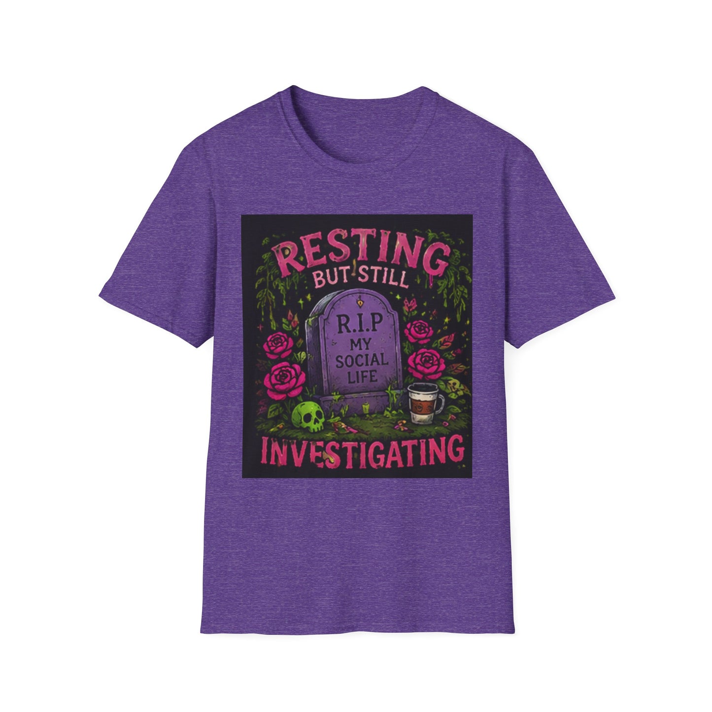 Resting But Still Investigating T-Shirt — Funny Halloween Graveyard Tee