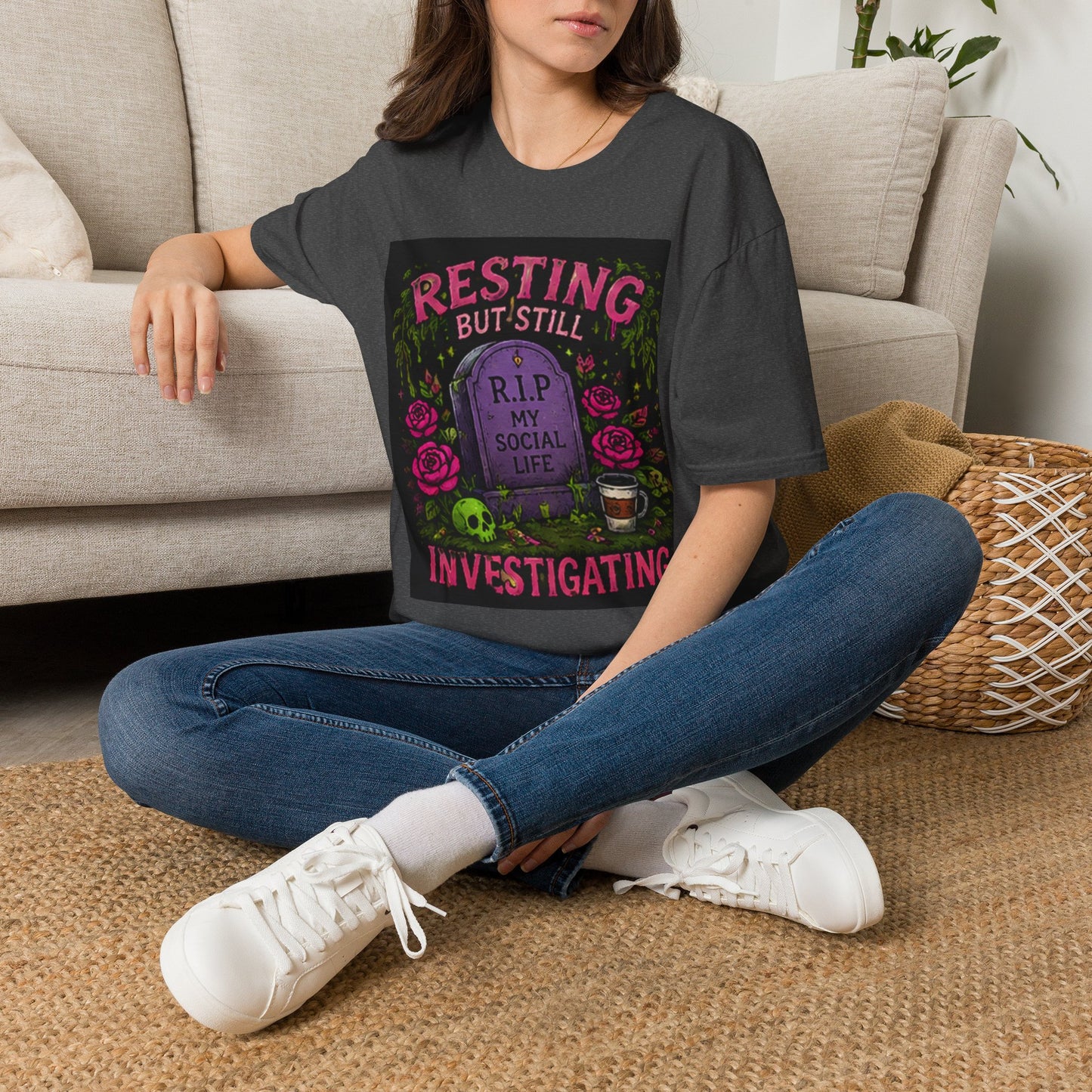Resting But Still Investigating T-Shirt — Funny Halloween Graveyard Tee