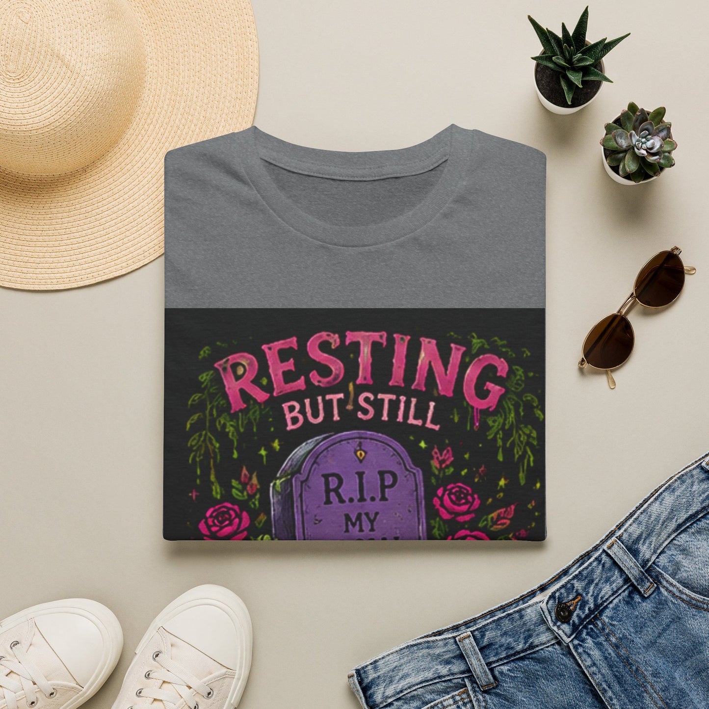 Resting But Still Investigating T-Shirt — Funny Halloween Graveyard Tee
