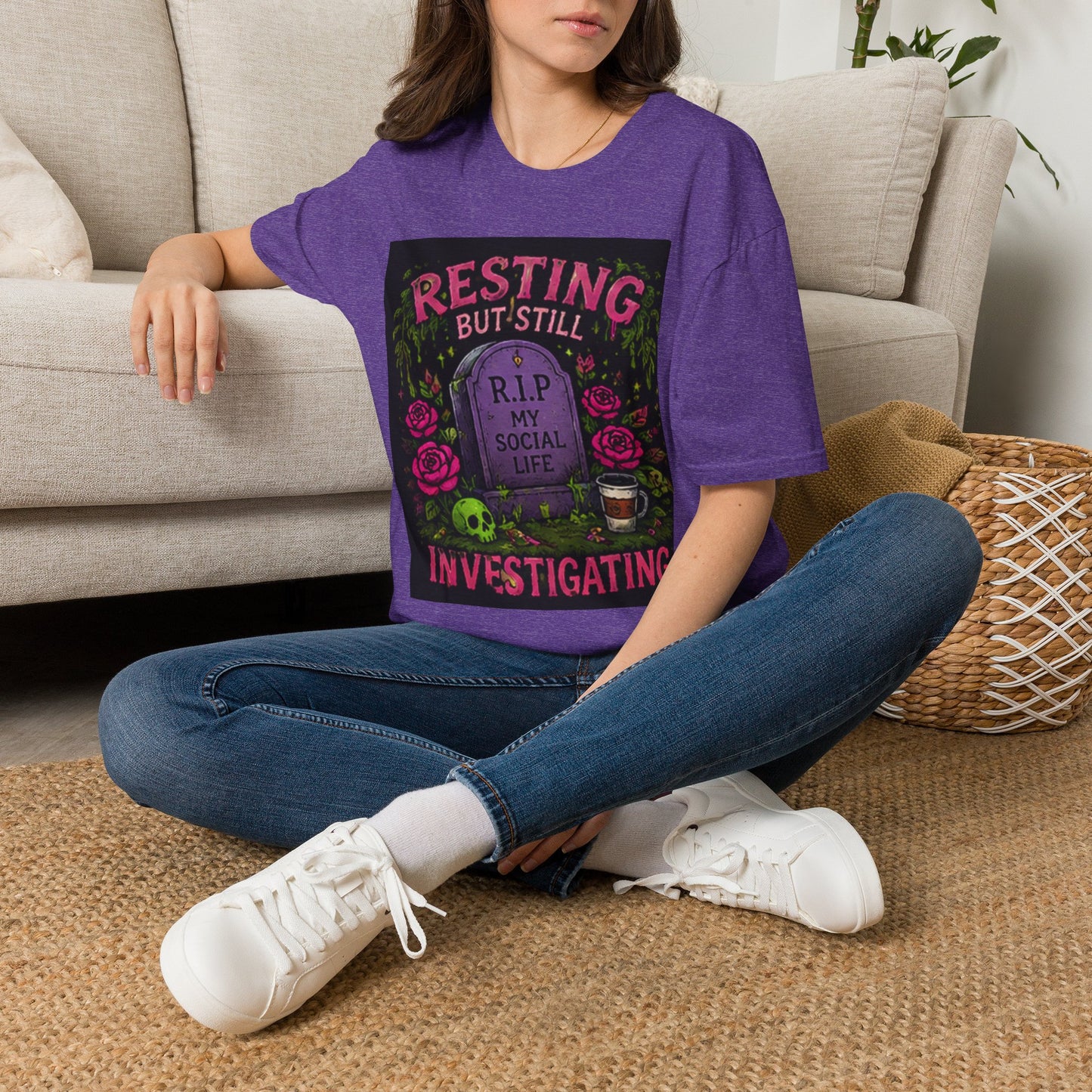 Resting But Still Investigating T-Shirt — Funny Halloween Graveyard Tee