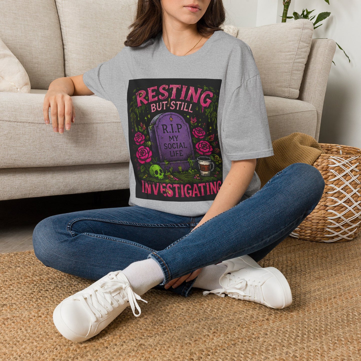 Resting But Still Investigating T-Shirt — Funny Halloween Graveyard Tee